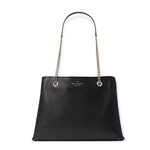 Kate Spade Jordyn Black Large Chain Handle Pebbled Leather Totes.